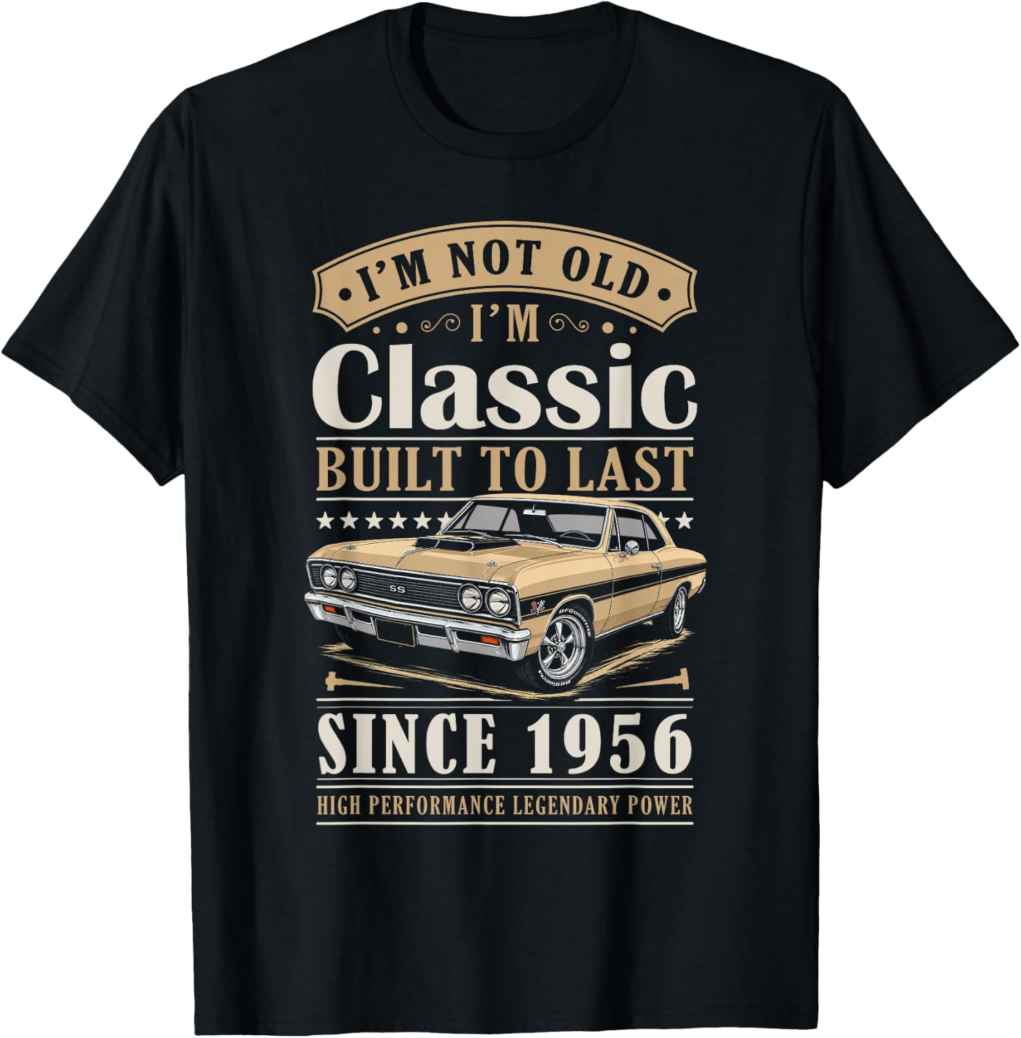 Vintage 1956 Birthday Classic Car for Legends Born in 1956 T-Shirt - T-Shirt | Black