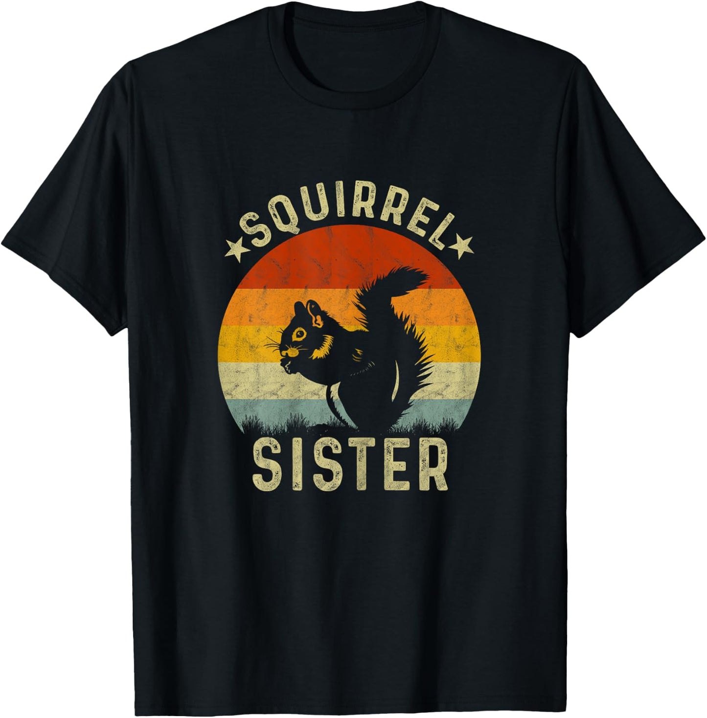 Vintage Squirrel Graphic for Squirrel Lover Sister Retro T-Shirt - T-Shirt | Black