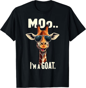 Cute Giraffe Lover Moo I'm A Goat Sunglasses T-Shirt - T-Shirt | Black