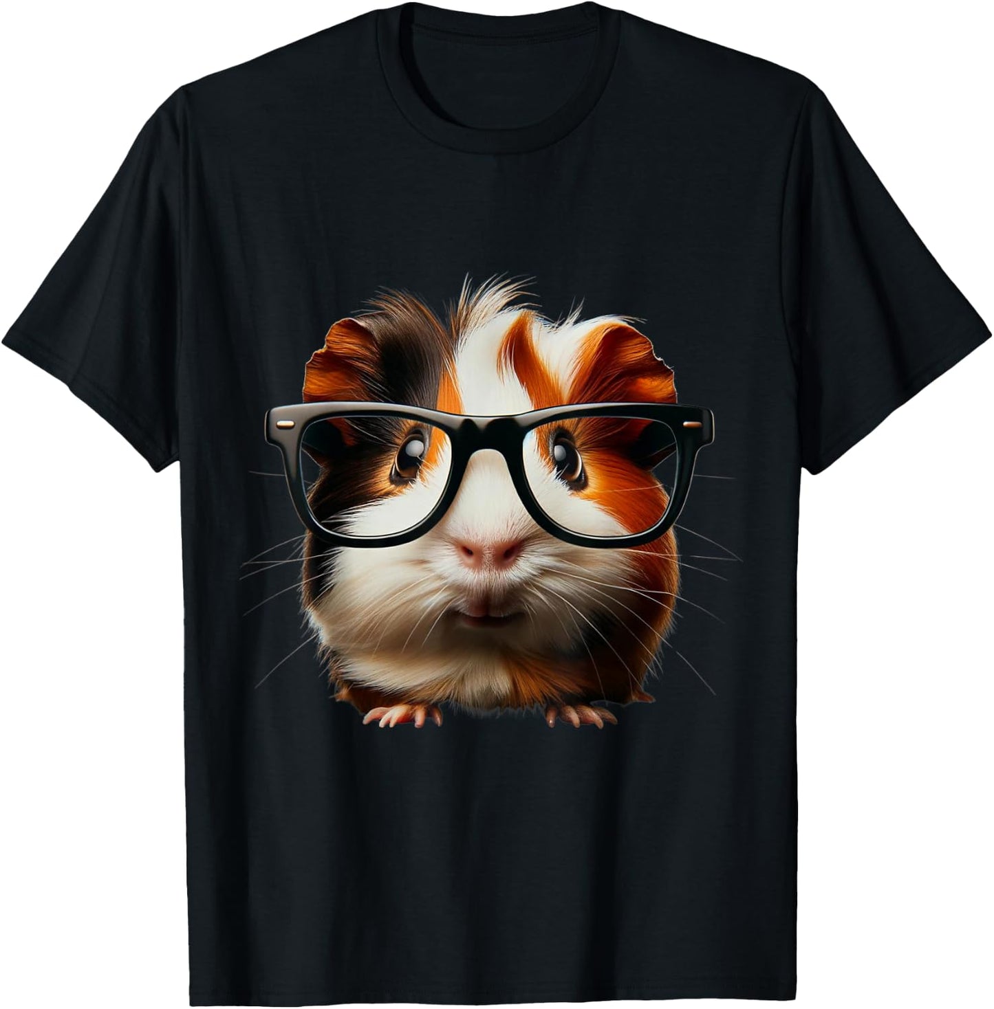 Niedliches Meerschweinchen mit Brillendesign T-Shirt - T-Shirt | Black