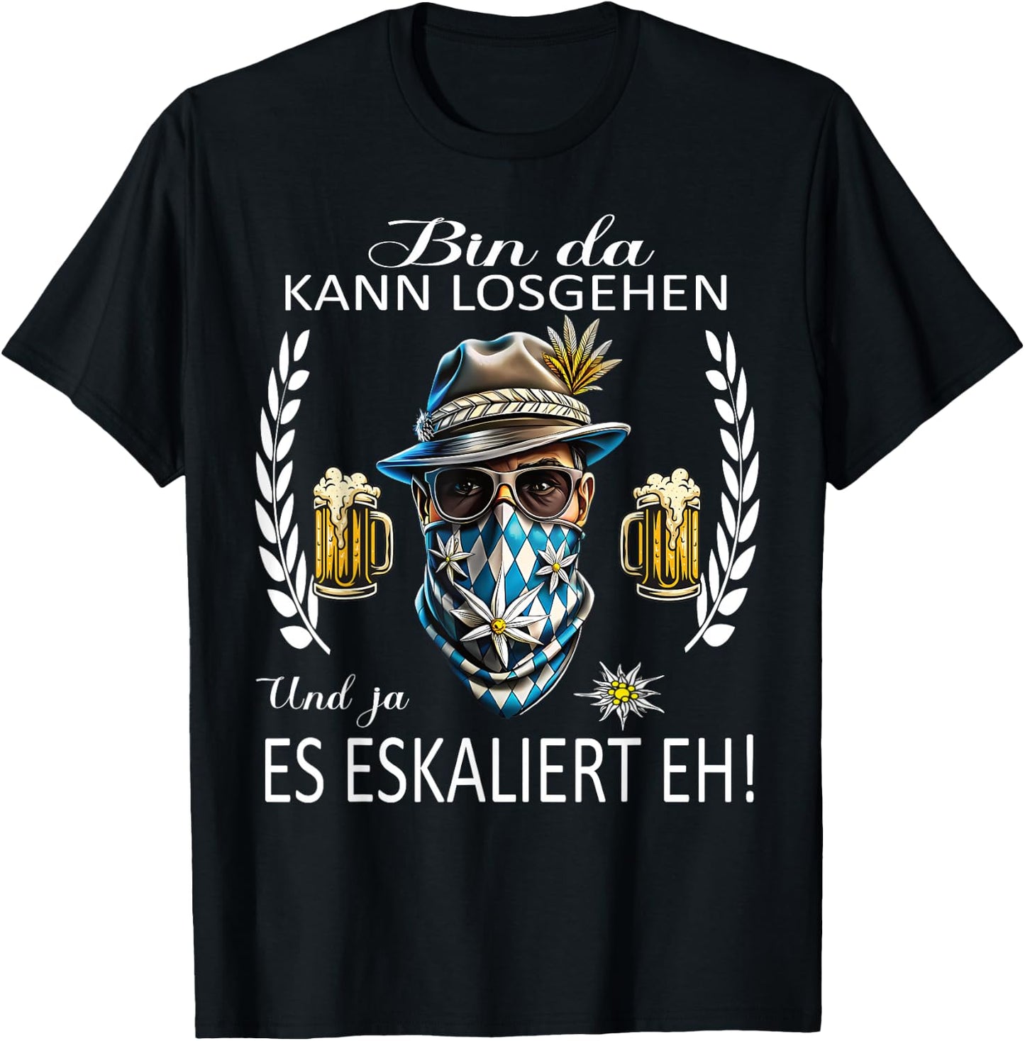 Grantler Trachten Herren Tracht Lausbua passend Oktoberfest T-Shirt - T-Shirt | Black