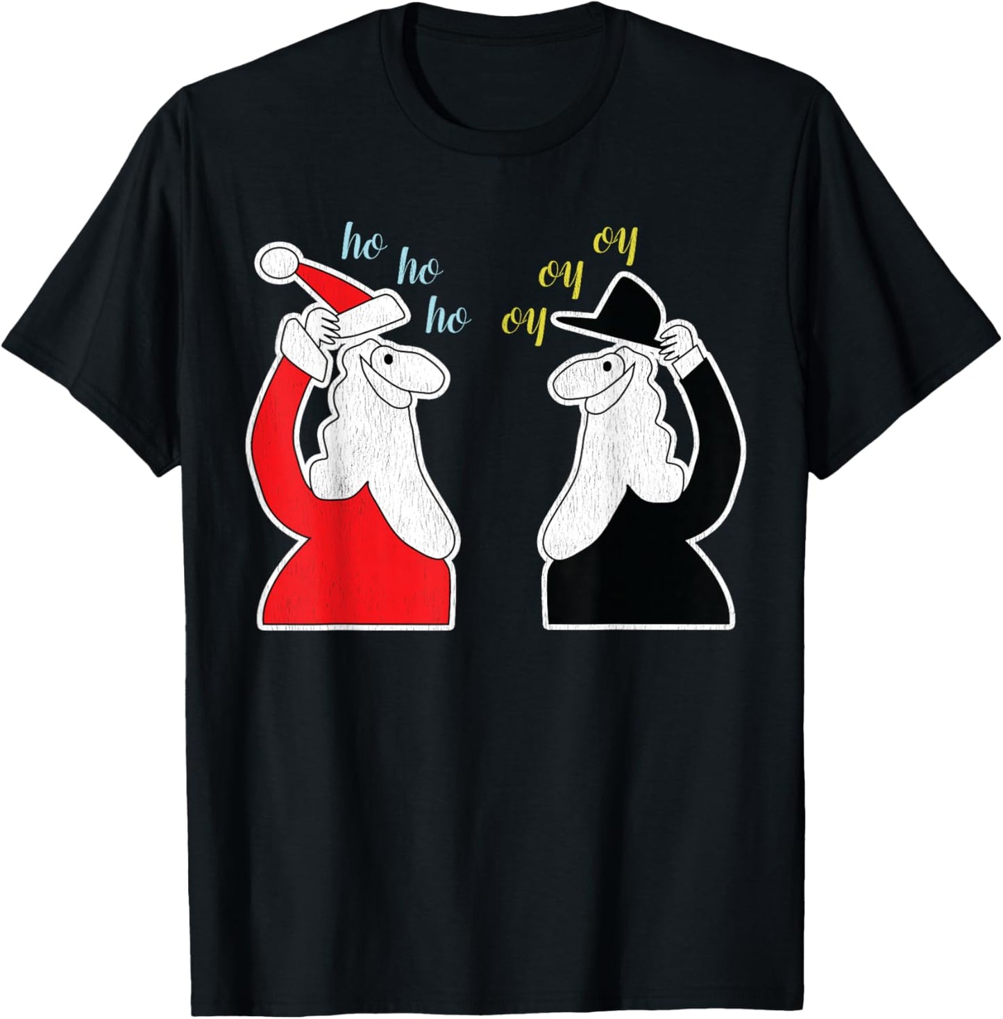 Santa Claus And The Rabbi Funny Christmas T-Shirt - T-Shirt | Black