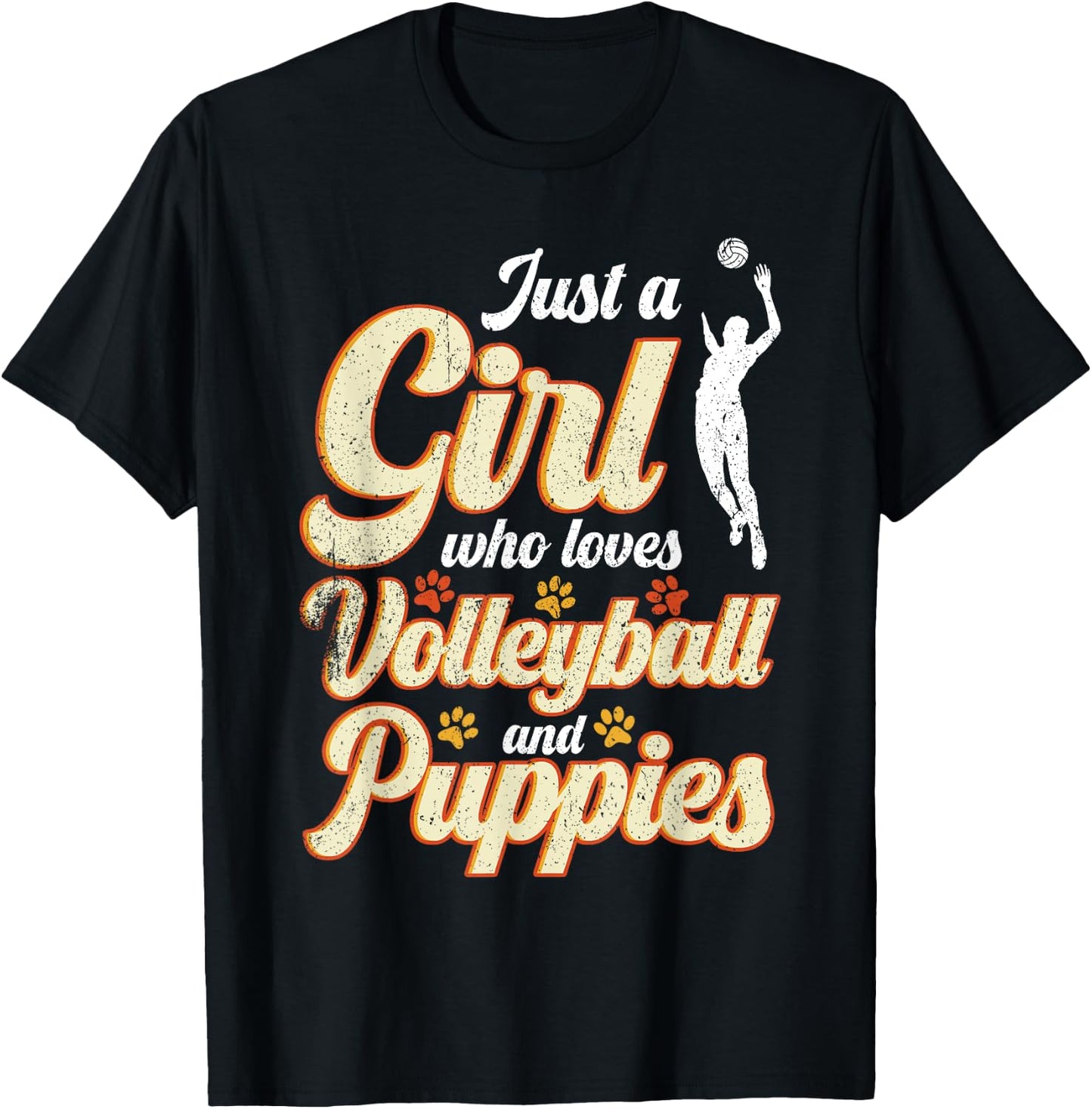Just a Girl who loves Volleyball and Puppies T-Shirt - T-Shirt | Black