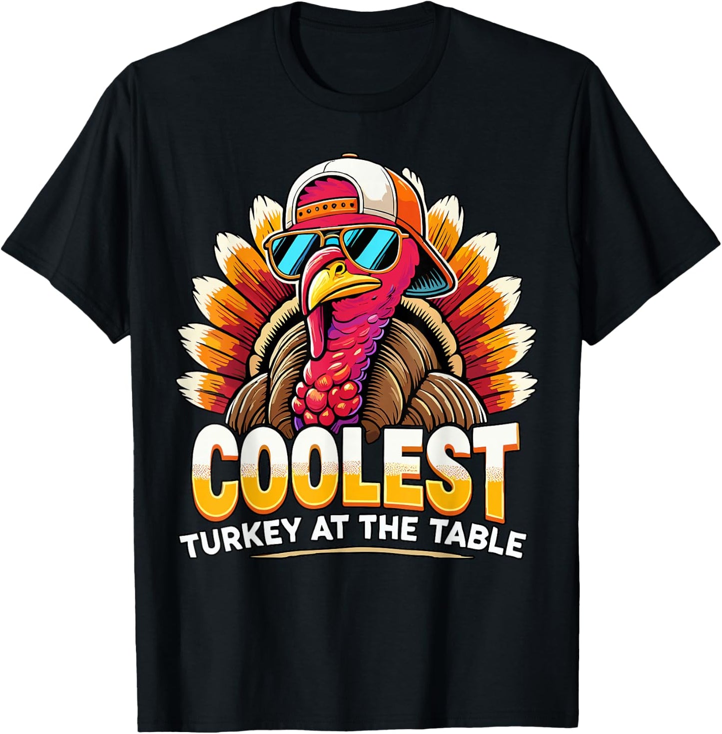 Thanksgiving Coolest Boys Turkey At Table Toddler Youth T-Shirt - T-Shirt | Black