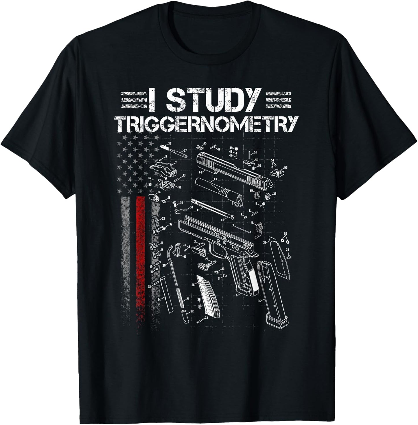 I Study Triggernometry Gun Veteran Christmas T-Shirt - T-Shirt | Black