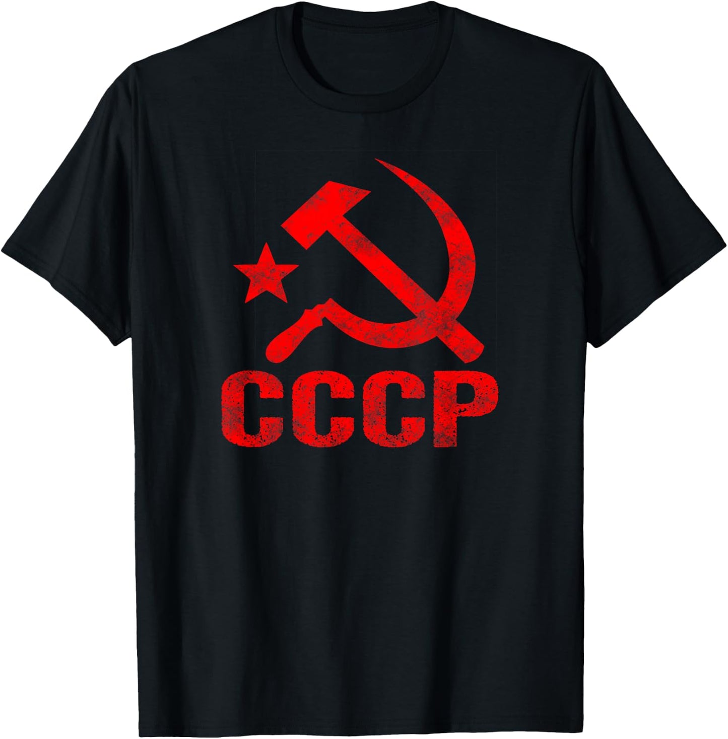 Hammer and sickle of Communist CCCP of Soviet Russia. , Black T-Shirt - T-Shirt | Black