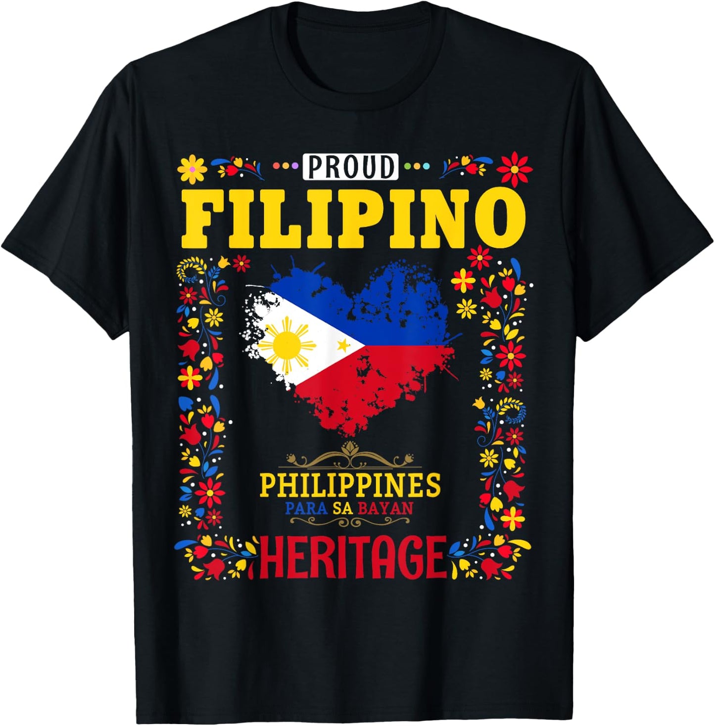 Filipino Heritage Flag - Kids Outfit Idea - Philippines Flag T-Shirt - T-Shirt | Black
