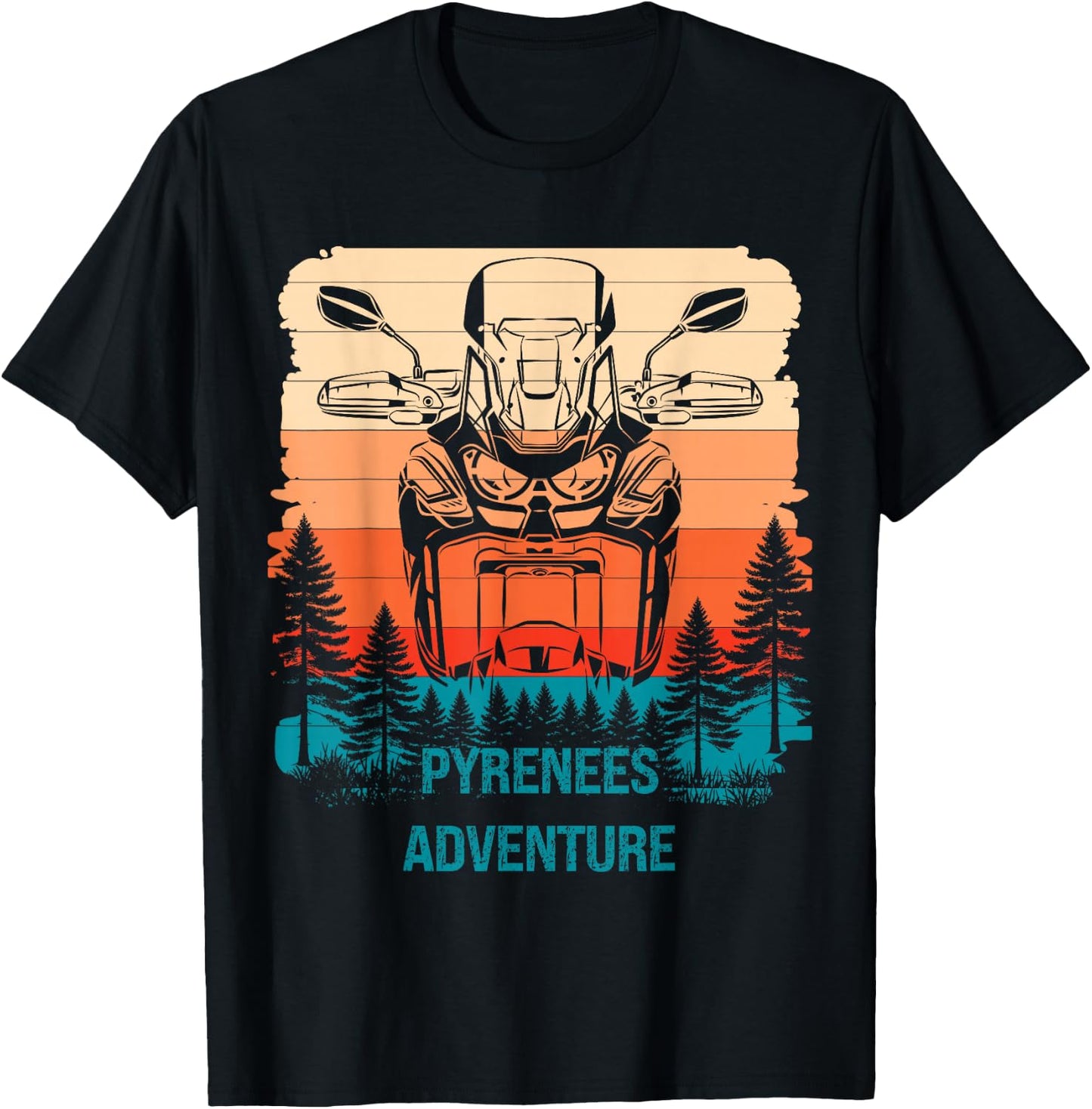Pyrenees Twin Adventure Rider CRF Edition Biker Travel Retro , Black, S T-Shirt - T-Shirt | Black