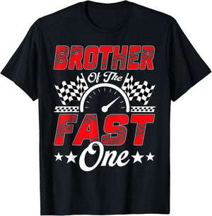 Race Car Brother of The Fast One Racing Family Pit Crew T-Shirt - T-Shirt | Black