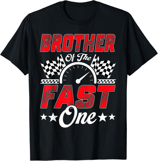 Race Car Brother of The Fast One Racing Family Pit Crew T-Shirt - T-Shirt | Black