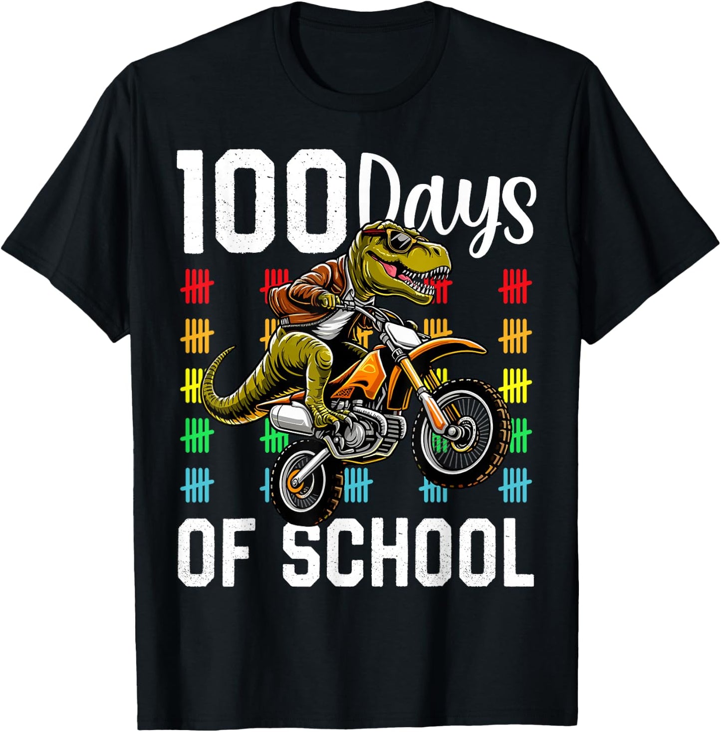100 Days of School T-Rex Kids Boys 100th Day of School T-Shirt - T-Shirt | Black
