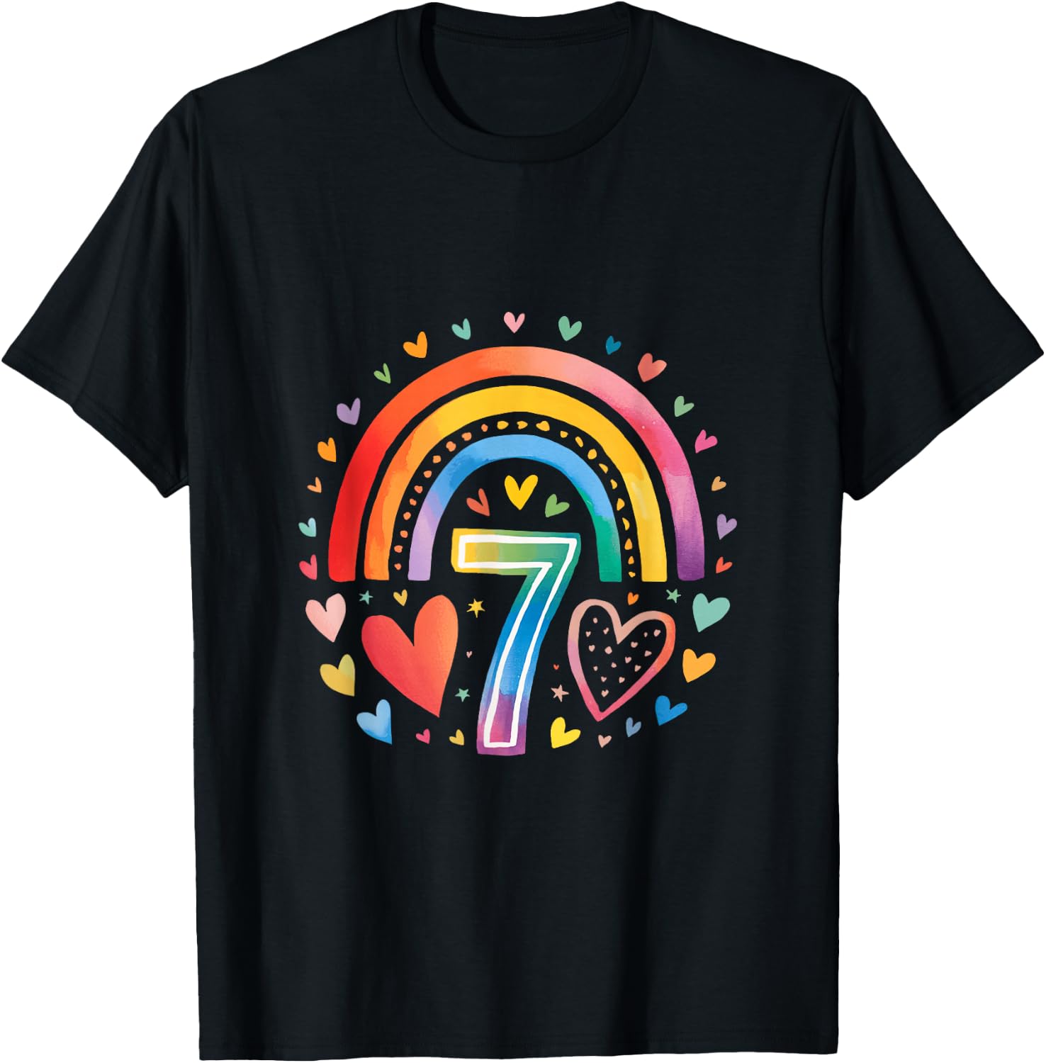 J'ai Déjà 7 Ans - Design Anniversaire Arc-en-ciel Pour Fille T-Shirt - T-Shirt | Black