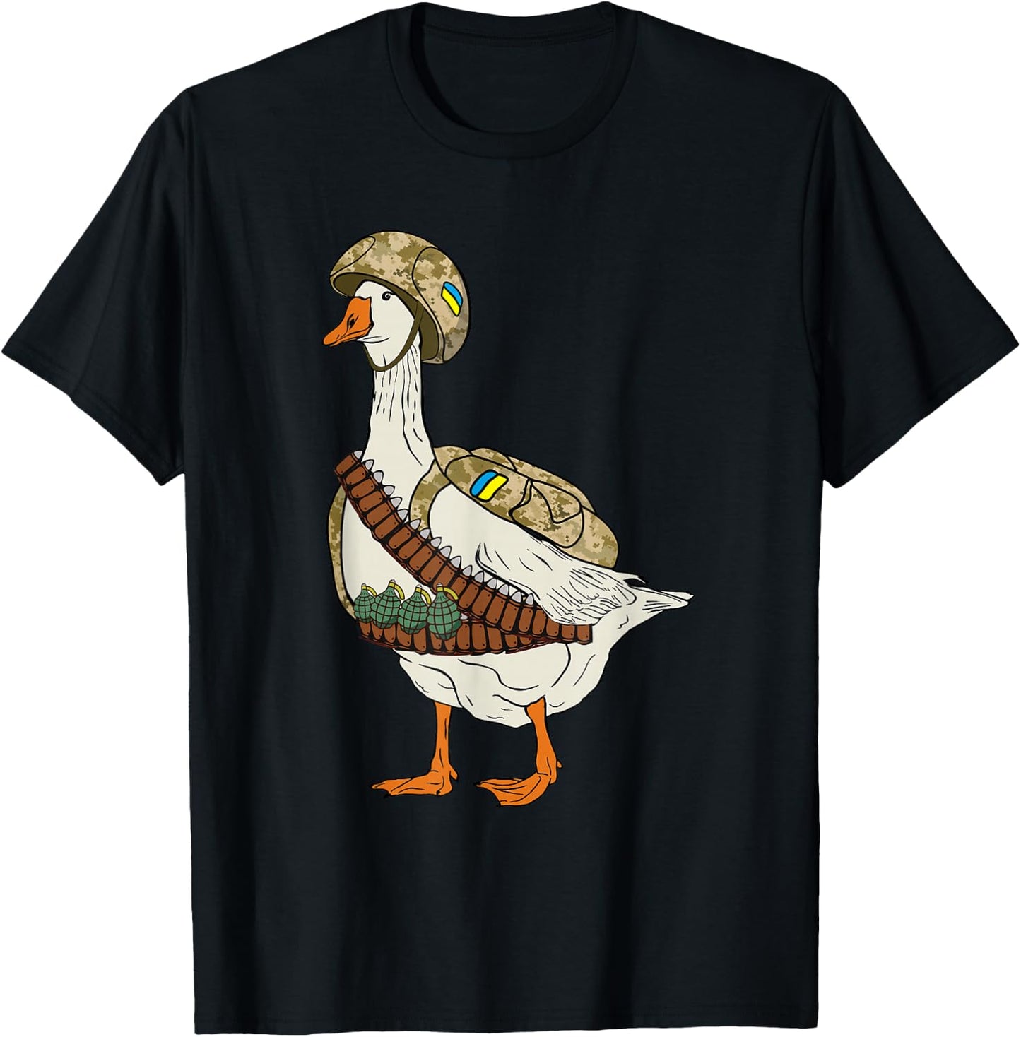 Ukrainian military goose combat solder funny Russian joke T-Shirt - T-Shirt | Black