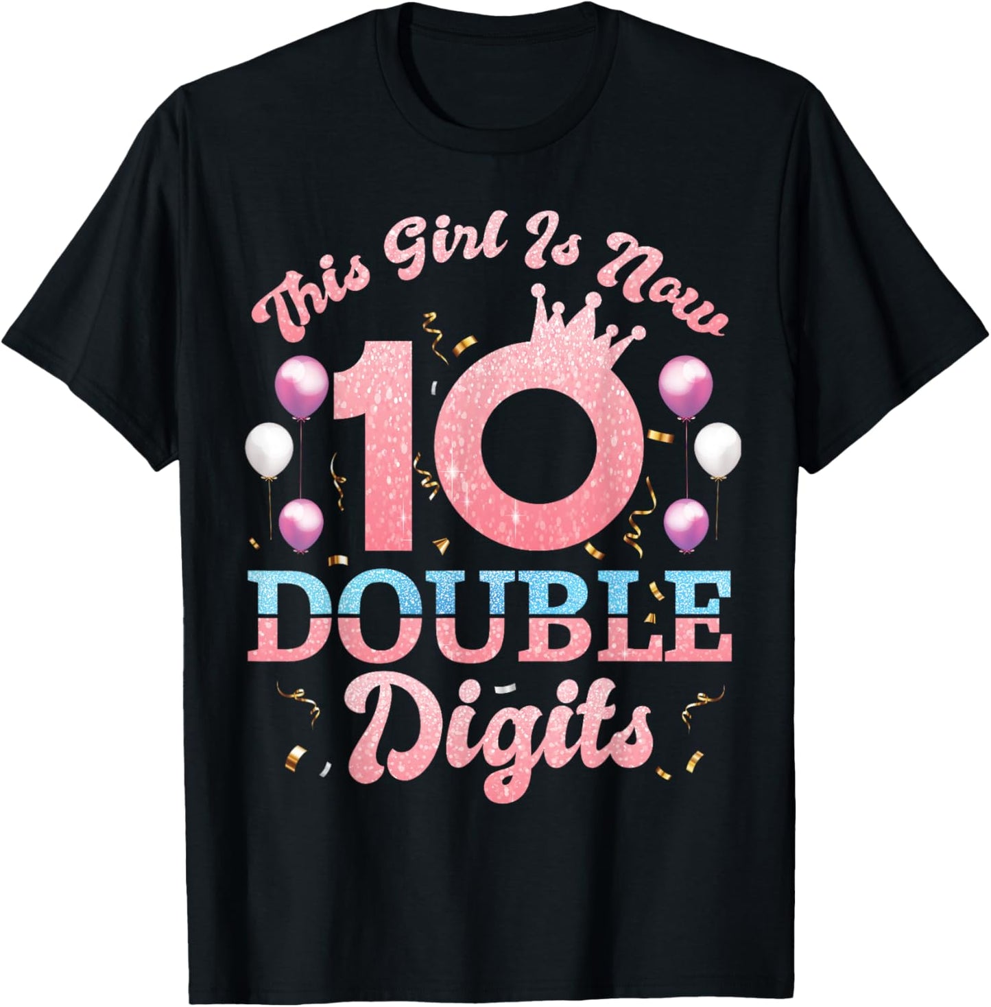 In My Double Digits Era Retro 10 Year Old 10th Birthday Girl T-Shirt - T-Shirt | Black
