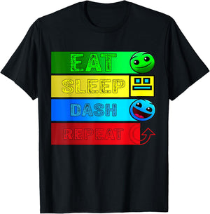 Eat Sleep Dash Repeat Video Game Geometry Video Gamer , black T-Shirt - T-Shirt | Black