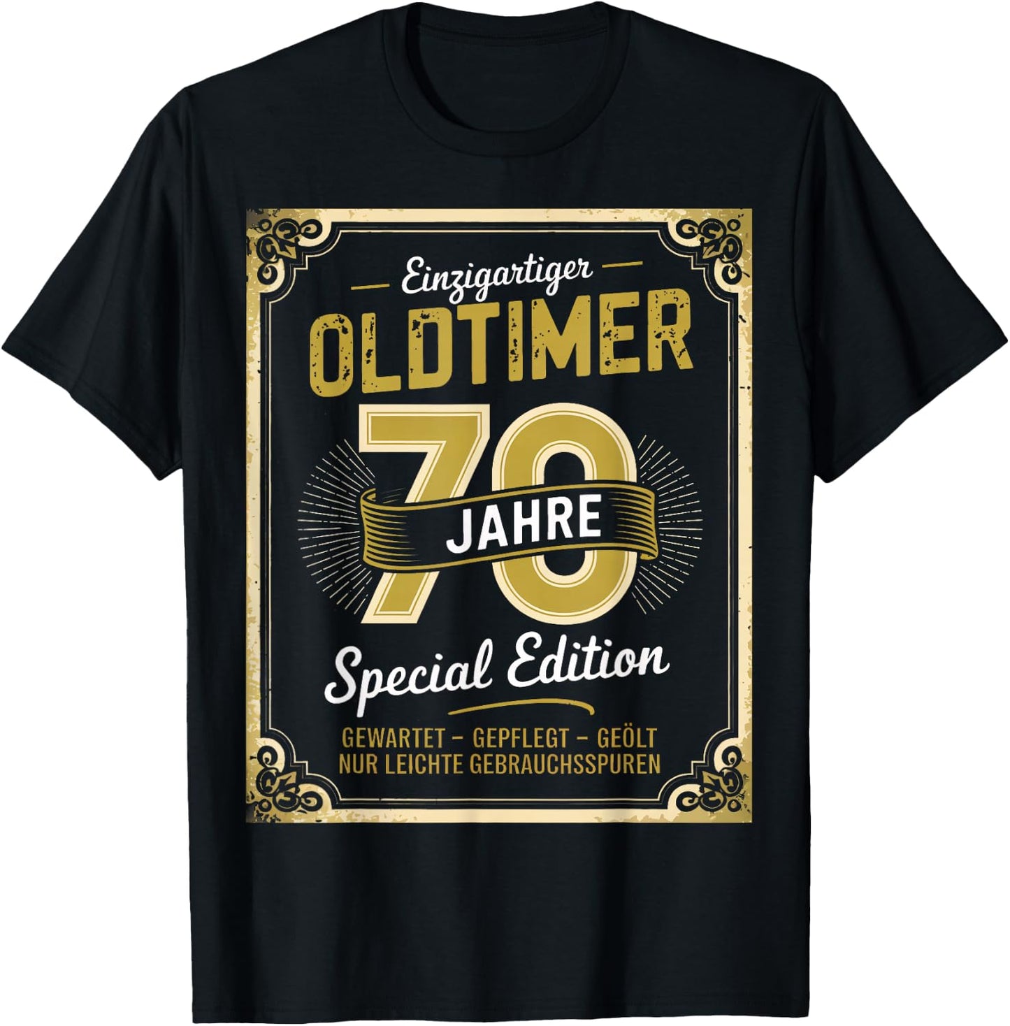 70th Birthday Man Woman 70 Years 1954 Decorative Funny Gift , black T-Shirt - T-Shirt | Black