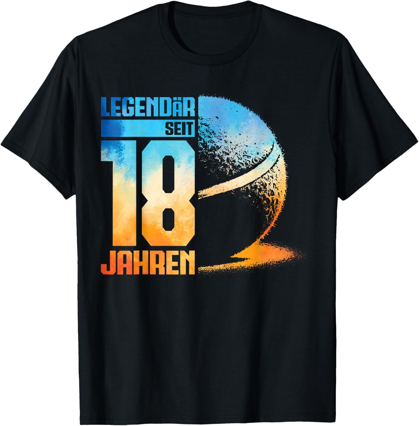 18th Birthday Decoration Tennis Player 18 Years Boy , black, S T-Shirt - T-Shirt | Black