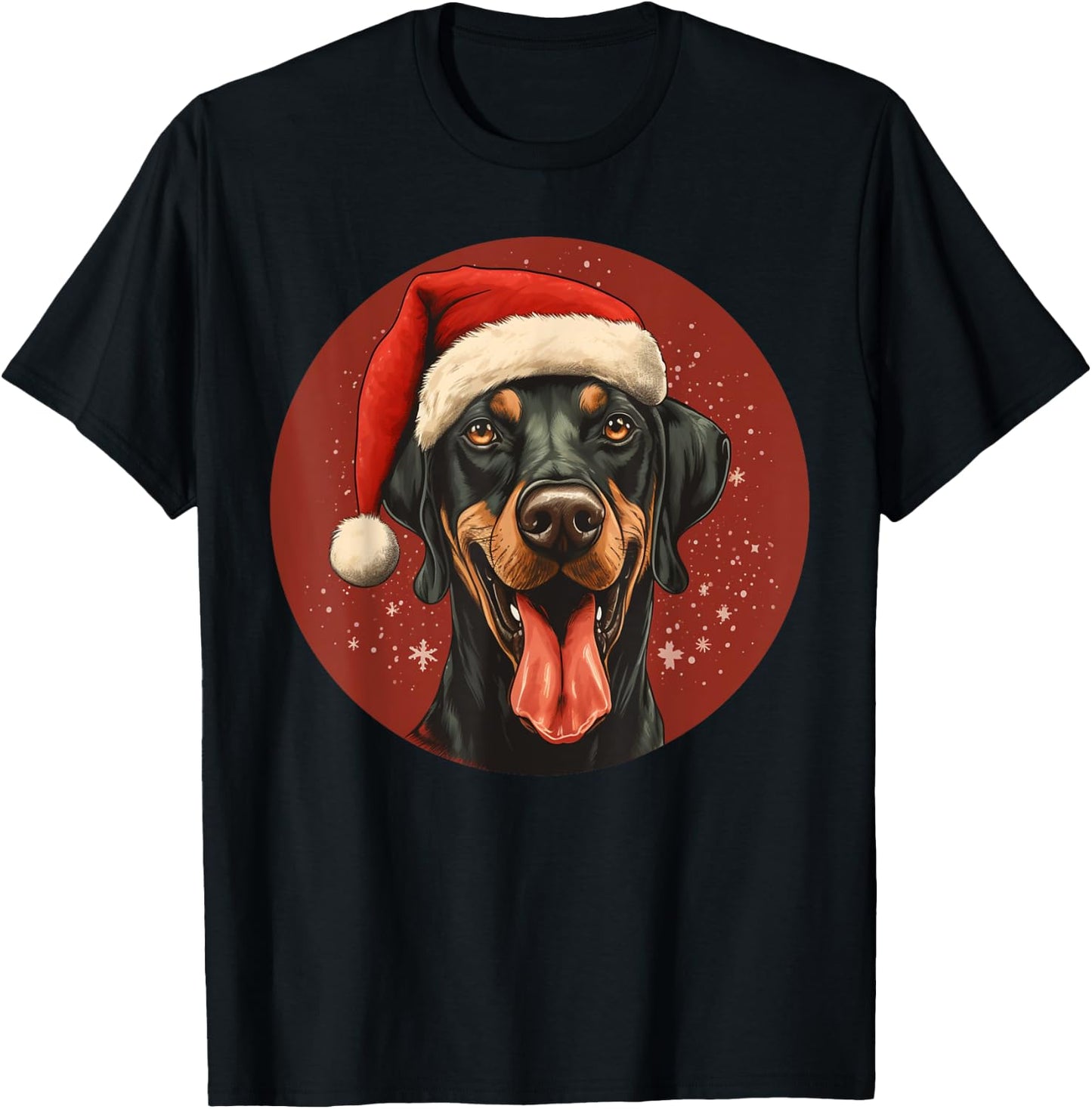Funny Xmas Doberman Mom Dad Gift Dobie Dog Lovers Christmas T-Shirt - T-Shirt | Black