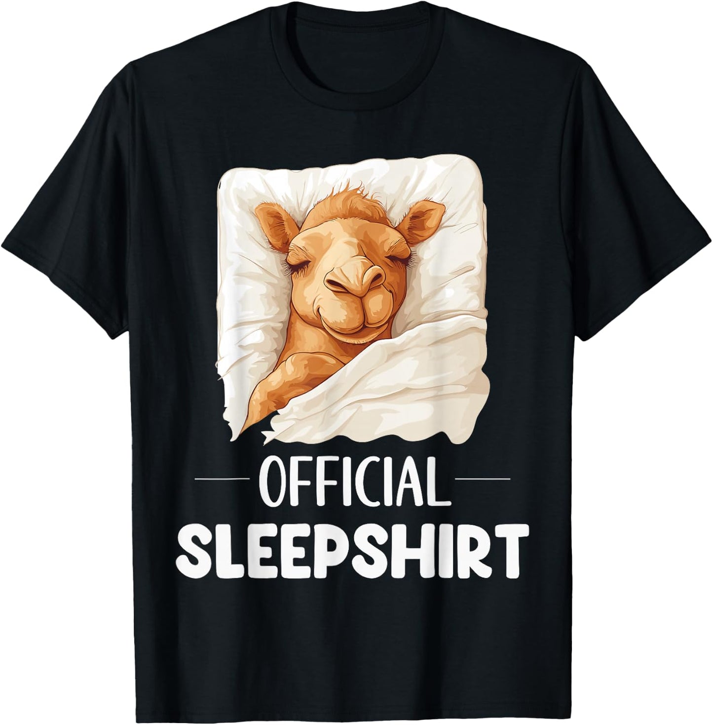 Official Sleepshirt Cute Sleeping Camel Animal Lovers Pajama T-Shirt - T-Shirt | Black