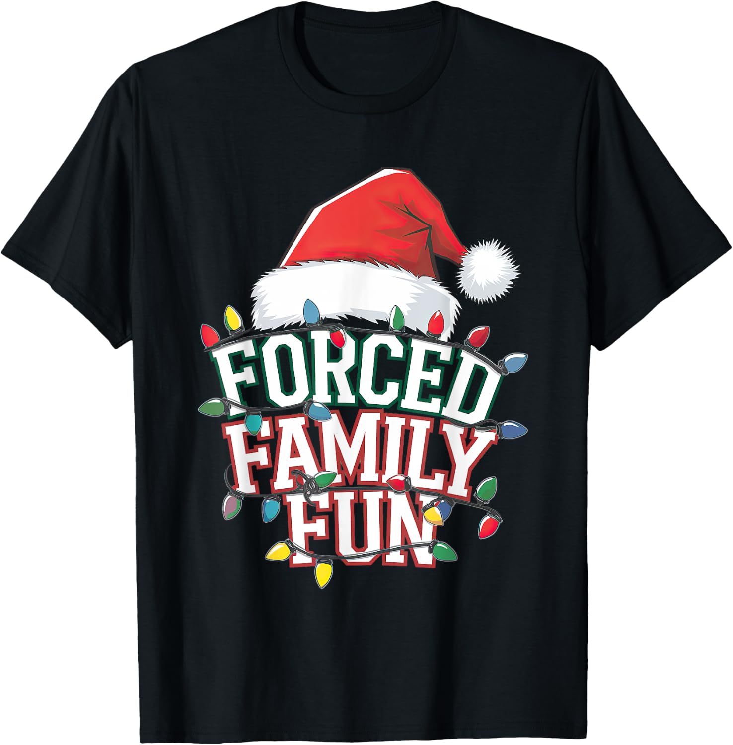 Forced Family Fun Christmas - Black Adults Small Short Sleeve T-Shirt - T-Shirt | Black