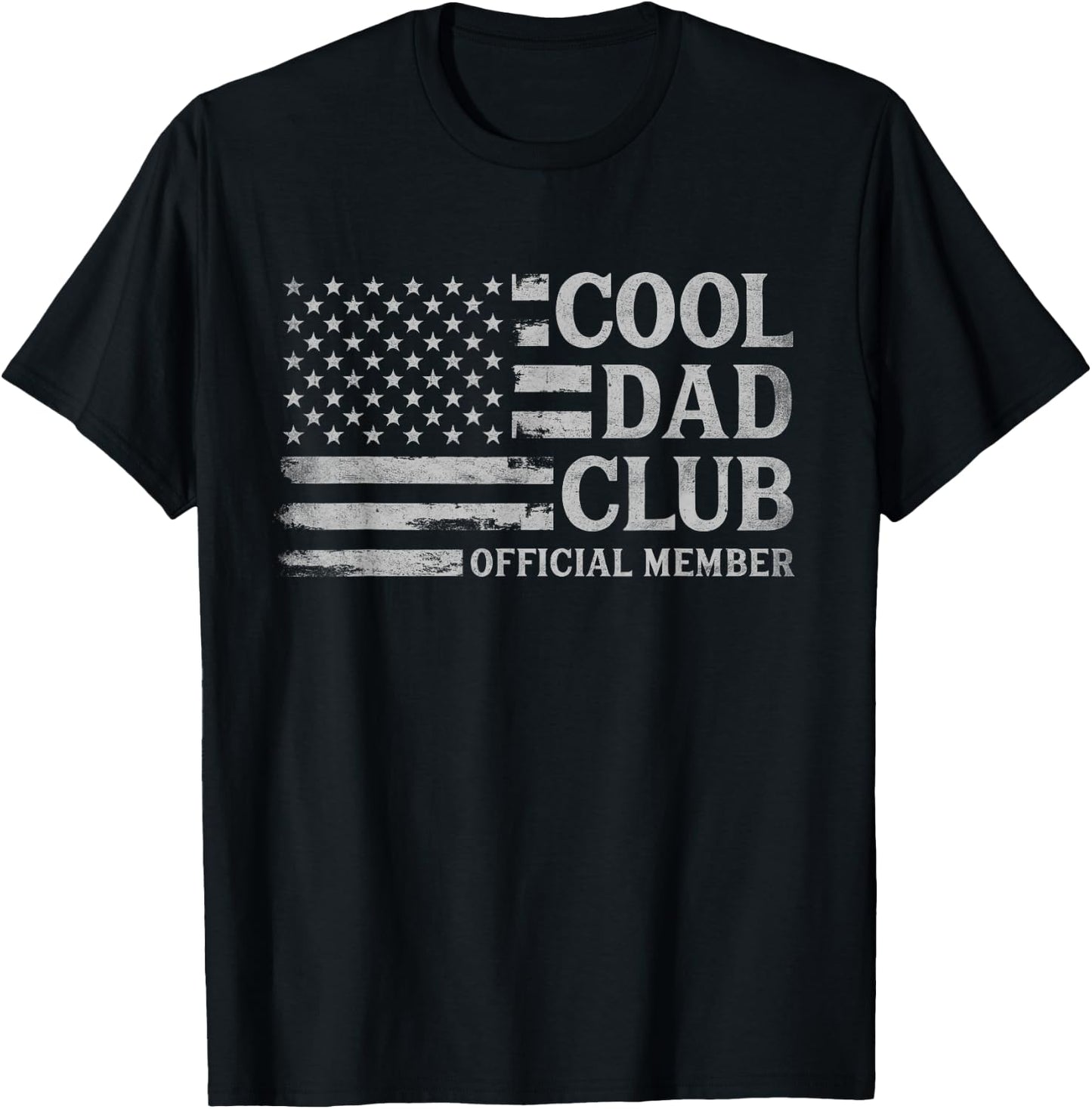 Cool Dad Club Grey USA Flag Father's Day Vintage Papa T-Shirt - T-Shirt | Black