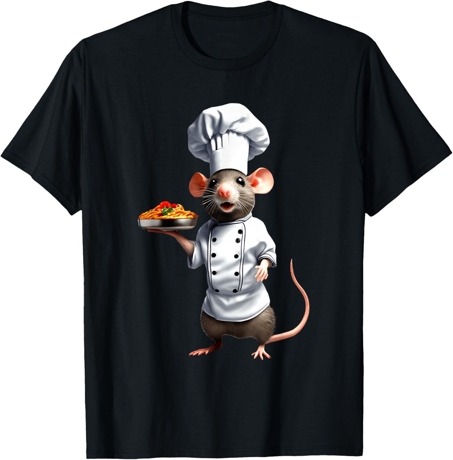 Funny Cartoon Rat Mouse Chef Outfit Chef Kitchen Bar , black T-Shirt - T-Shirt | Black
