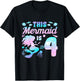Kids This Mermaid is 4 Birthday Girls Mermaid T-Shirt - T-Shirt | Black