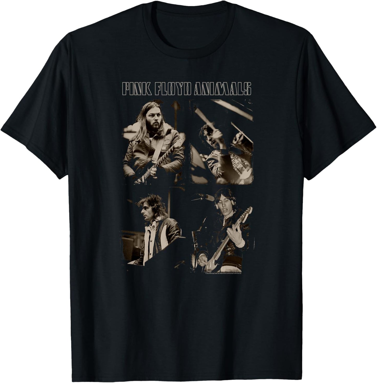 Pink Floyd Animals 2018 Live Band Sepia Photo , black T-Shirt - T-Shirt | Black