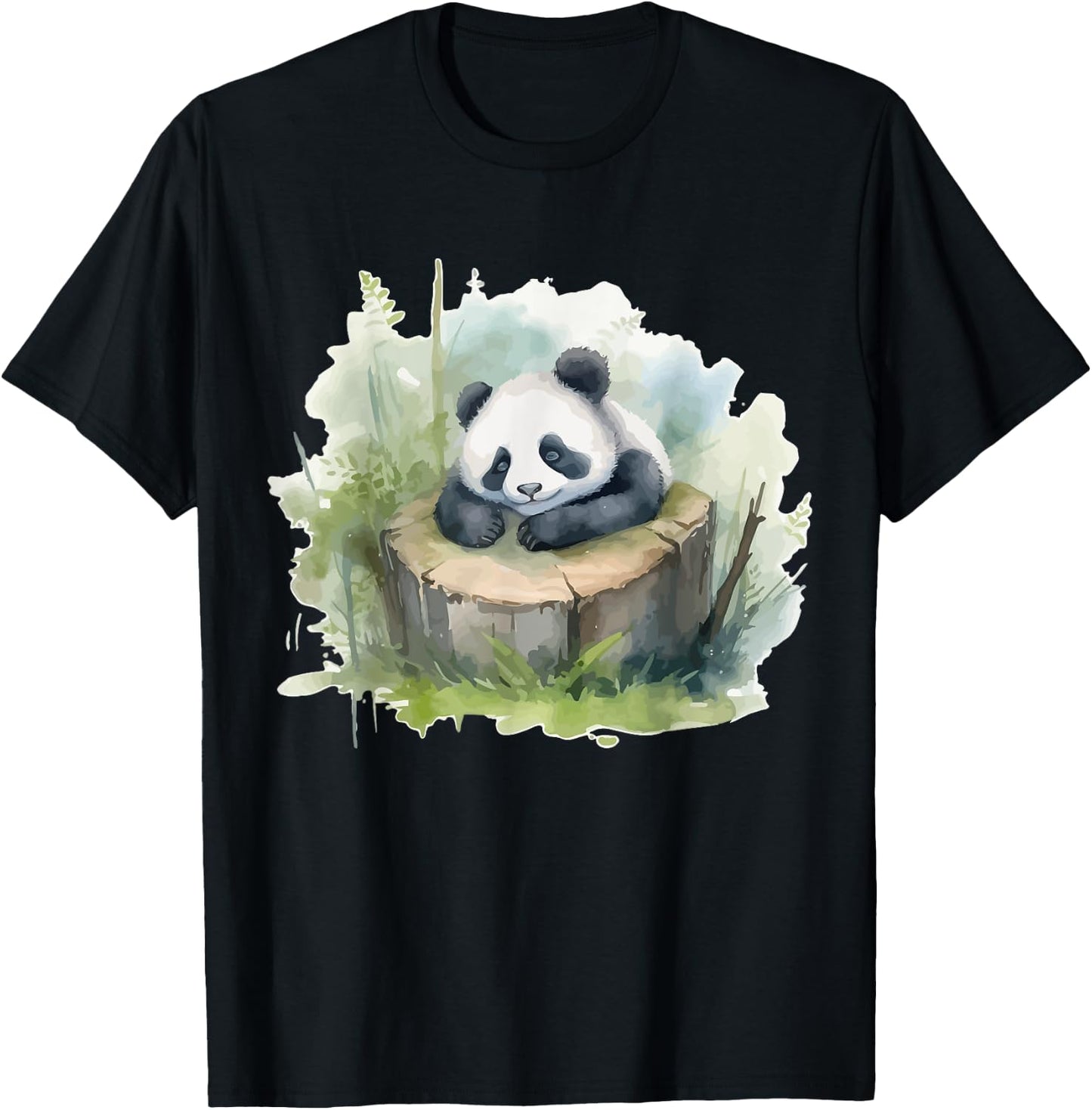 Watercolor Panda T-Shirt - T-Shirt | Black
