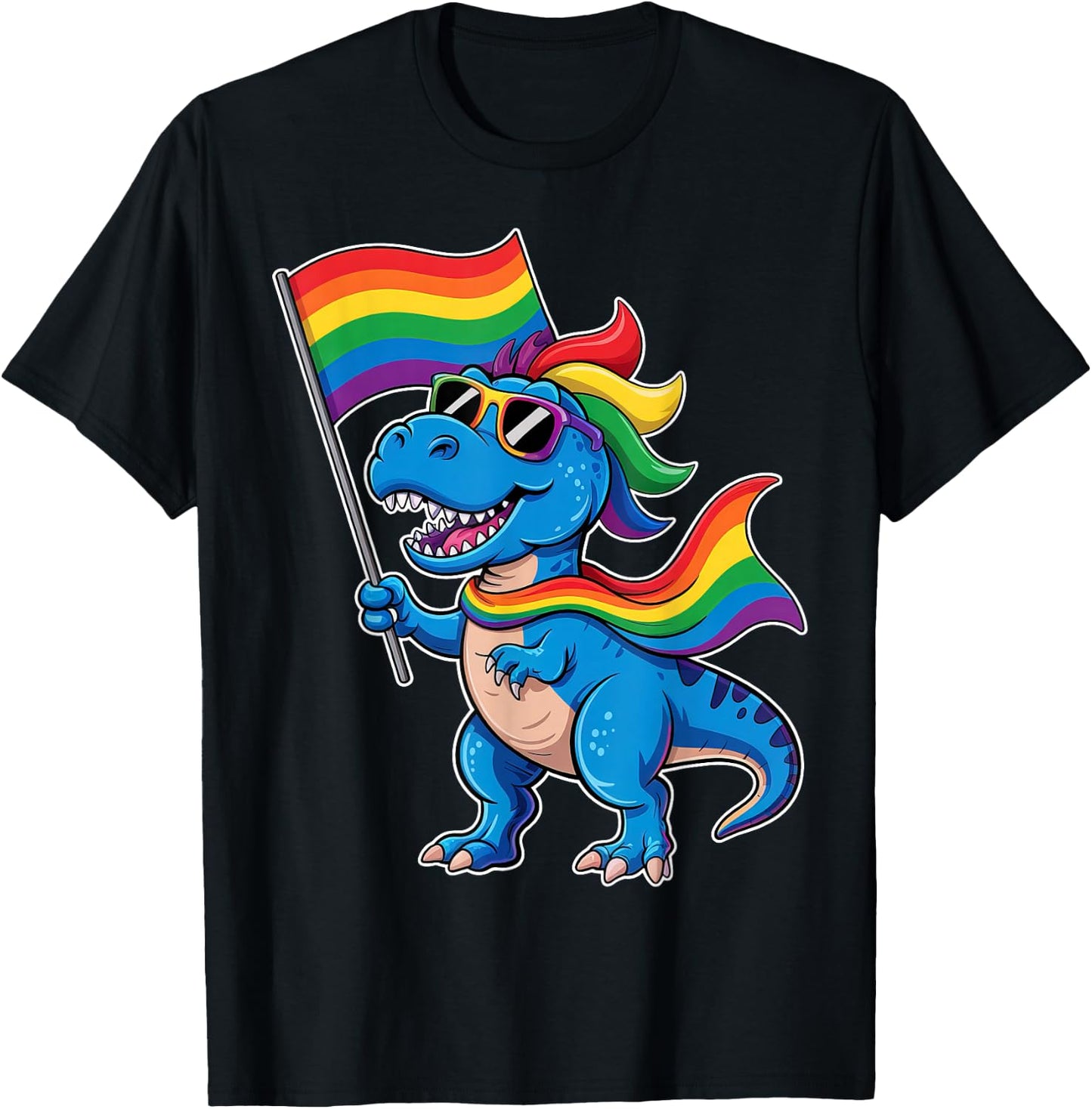 Dinosaur Gay Pride LGBT Rainbow Flag LGBTQ Allysaurus T-Shirt - T-Shirt | Black
