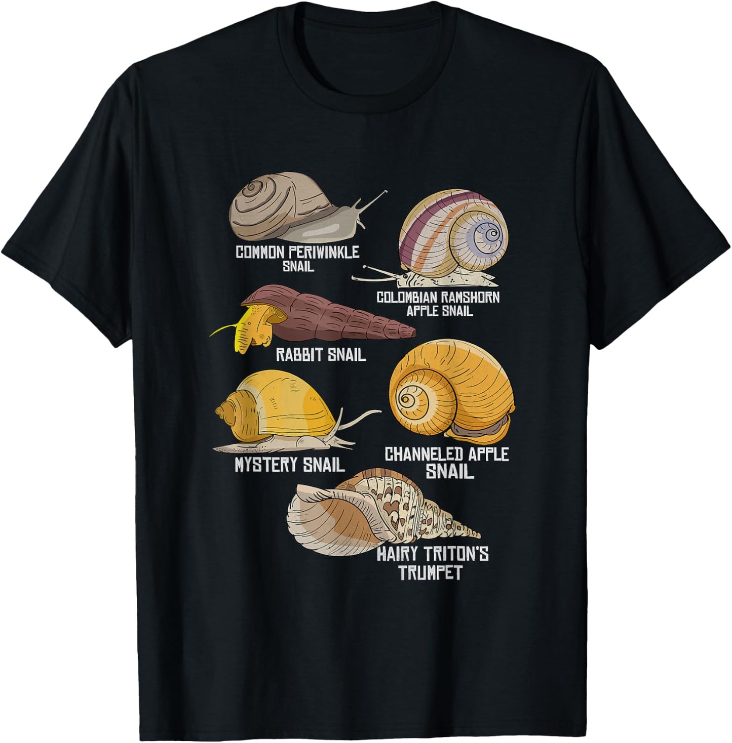 Water Snail Species Illustration Biology Water Snails T-Shirt - T-Shirt | Black