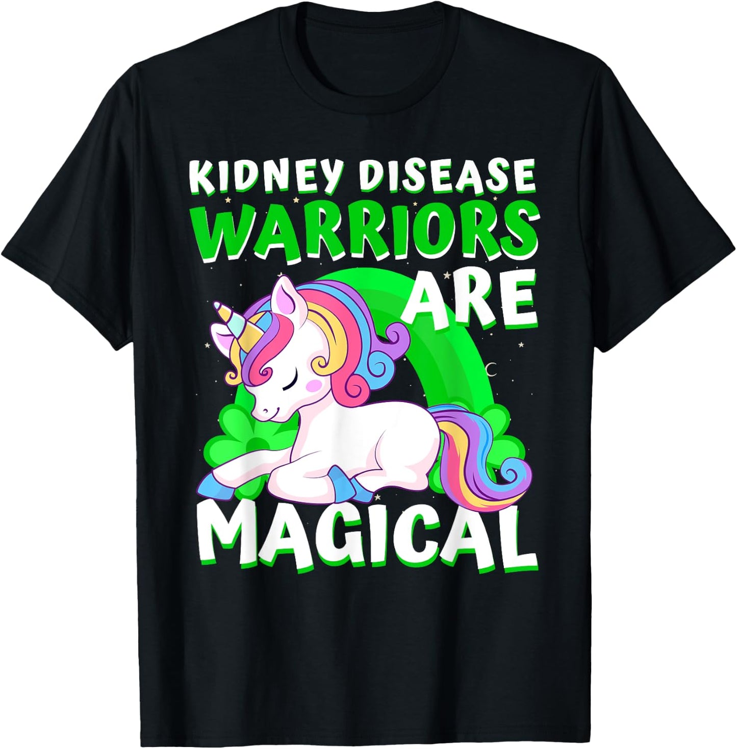 Warriors Are Magical Kidney Disease Awareness Unicorn Ribbon T-Shirt - T-Shirt | Black
