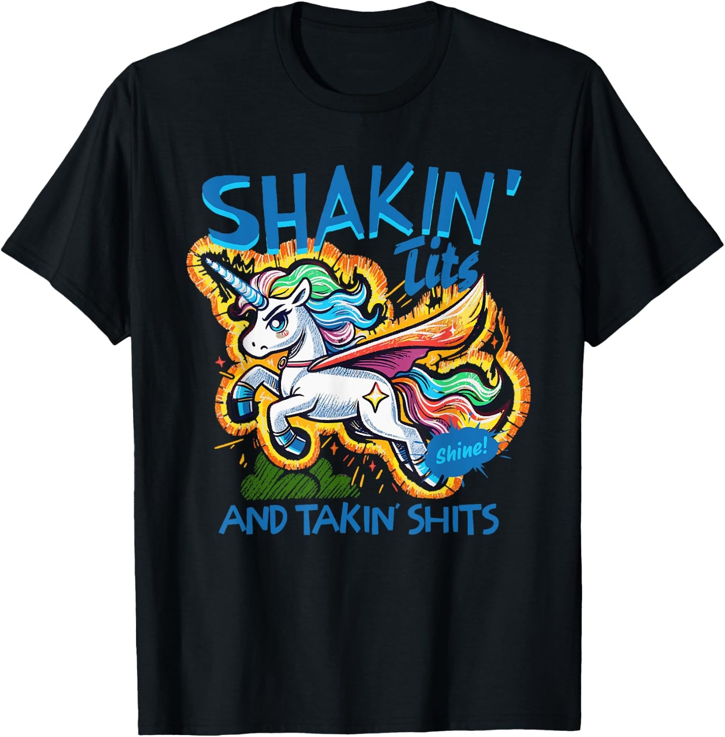 Shakin' Tits & Takin' Shits Design T-Shirt - T-Shirt | Black