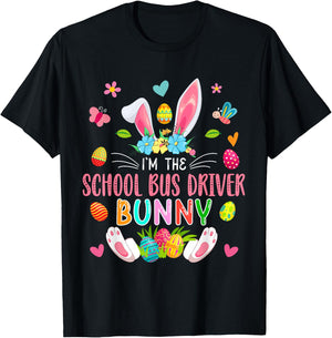 I'm The School Bus Driver Bunny Easter Bunny Costume Family T-Shirt - T-Shirt | Black