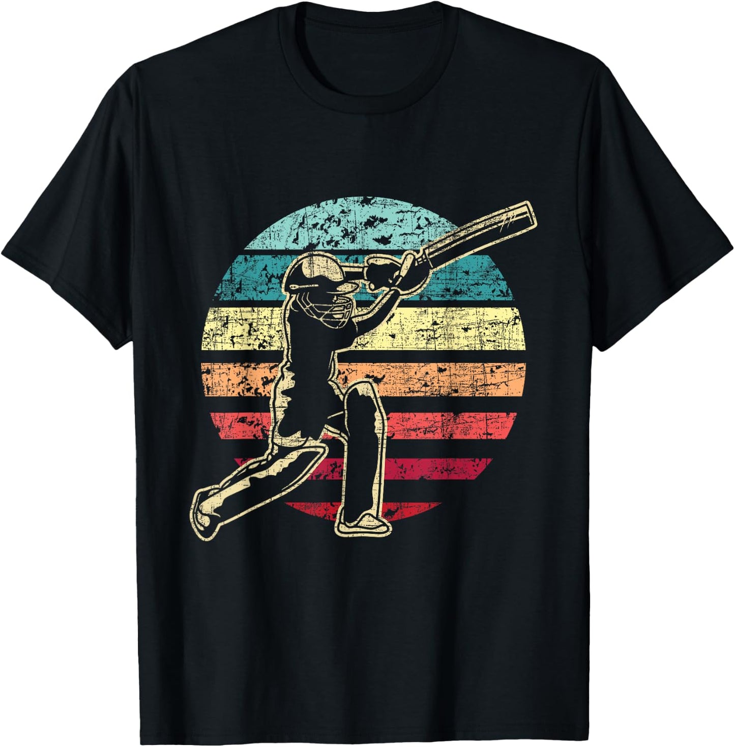 Retro Vintage Cricket Game - Cricketer Cricketing Batting T-Shirt - T-Shirt | Black
