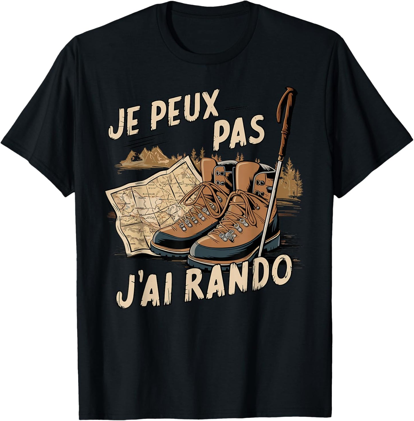 Je Peux Pas J'Ai Hiking Mountain Hiking Humour T-Shirt - T-Shirt | Black