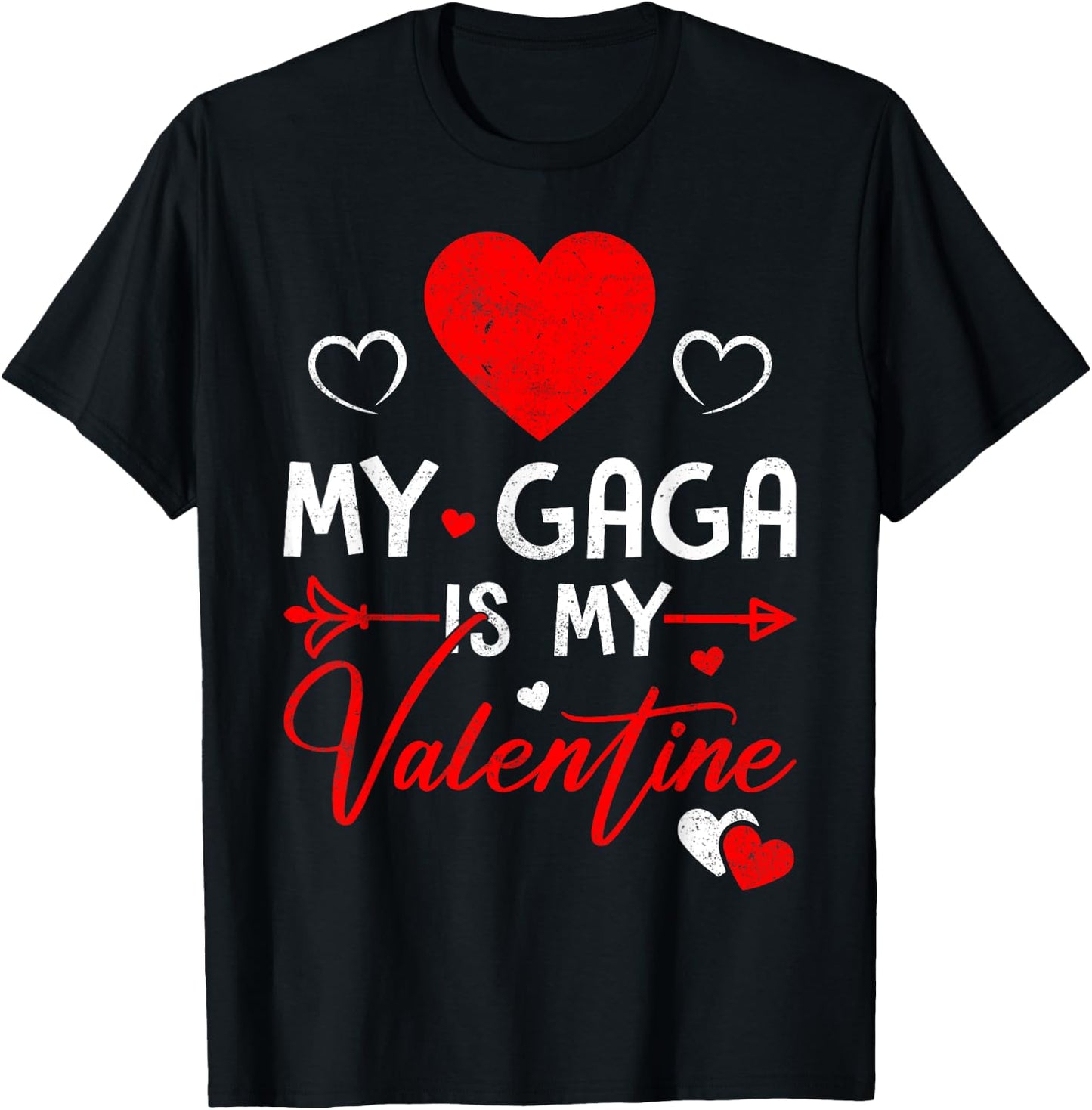Family Matching Love Heart My Gaga Is My Valentine T-Shirt - T-Shirt | Black