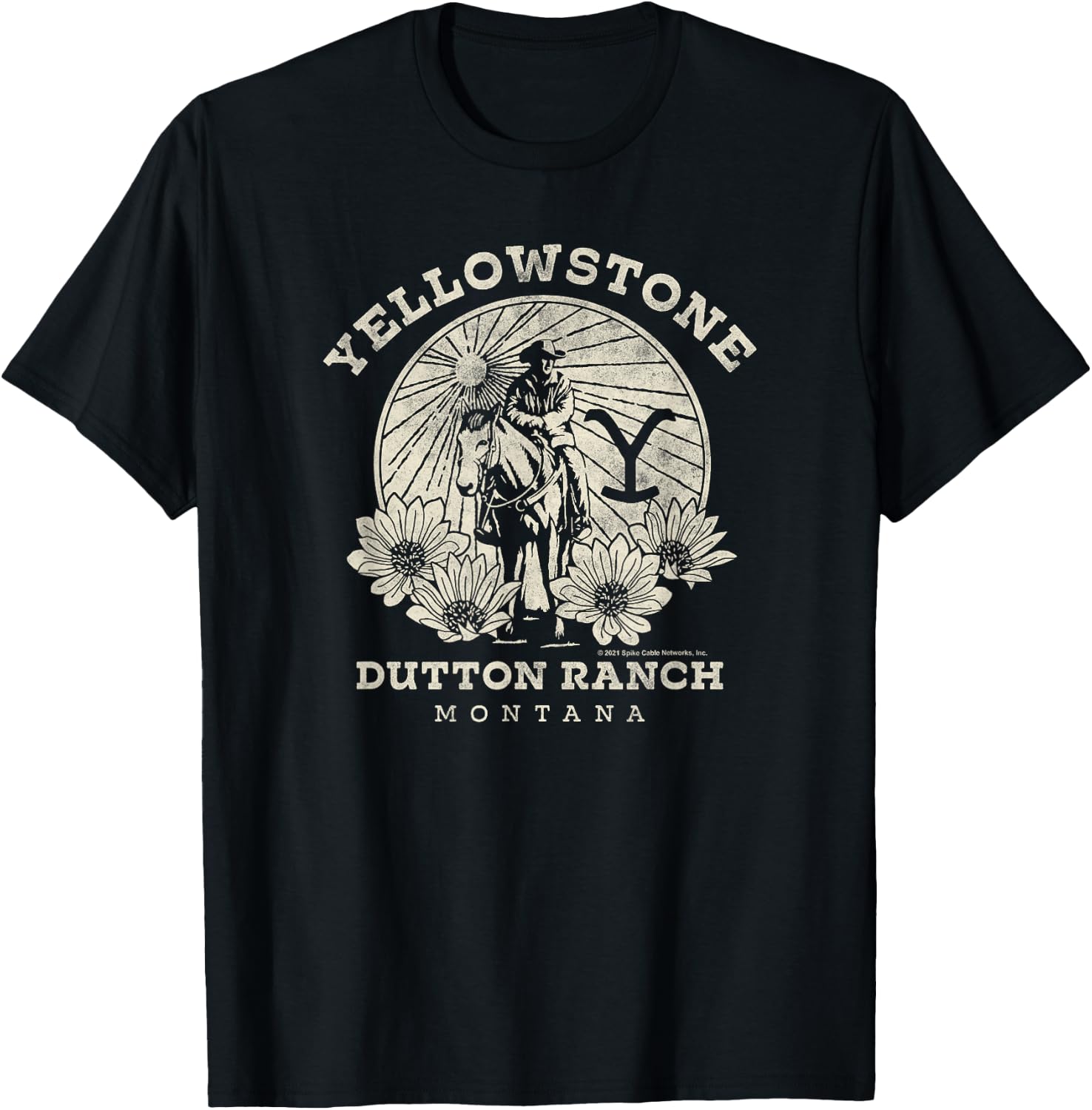 Yellowstone Dutton Ranch Solo Horseback Rider Logo V1 , black T-Shirt - T-Shirt | Black