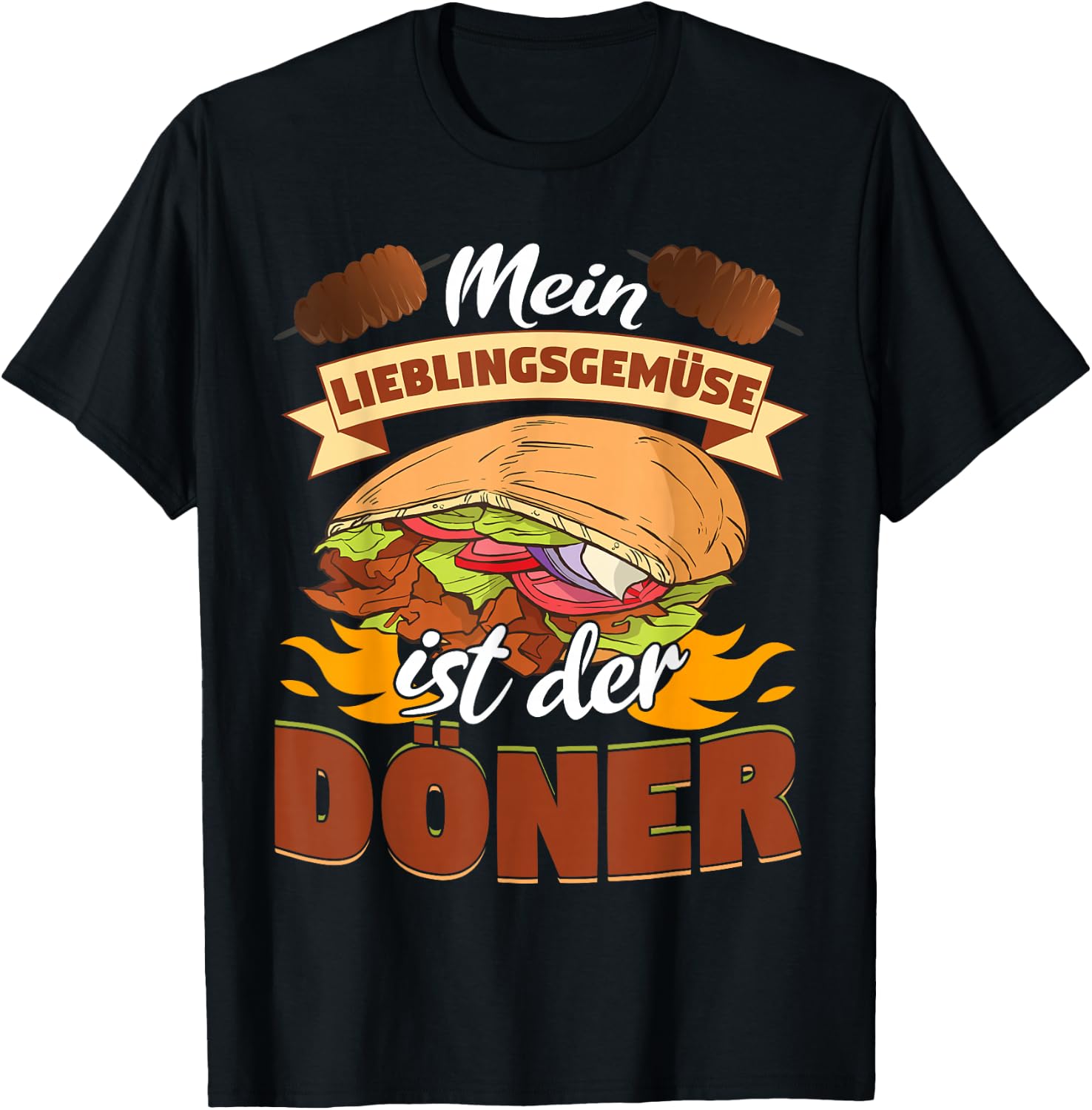 Döner Dürum Mein Lieblingsgemüse ist der Döner T-Shirt - T-Shirt | Black