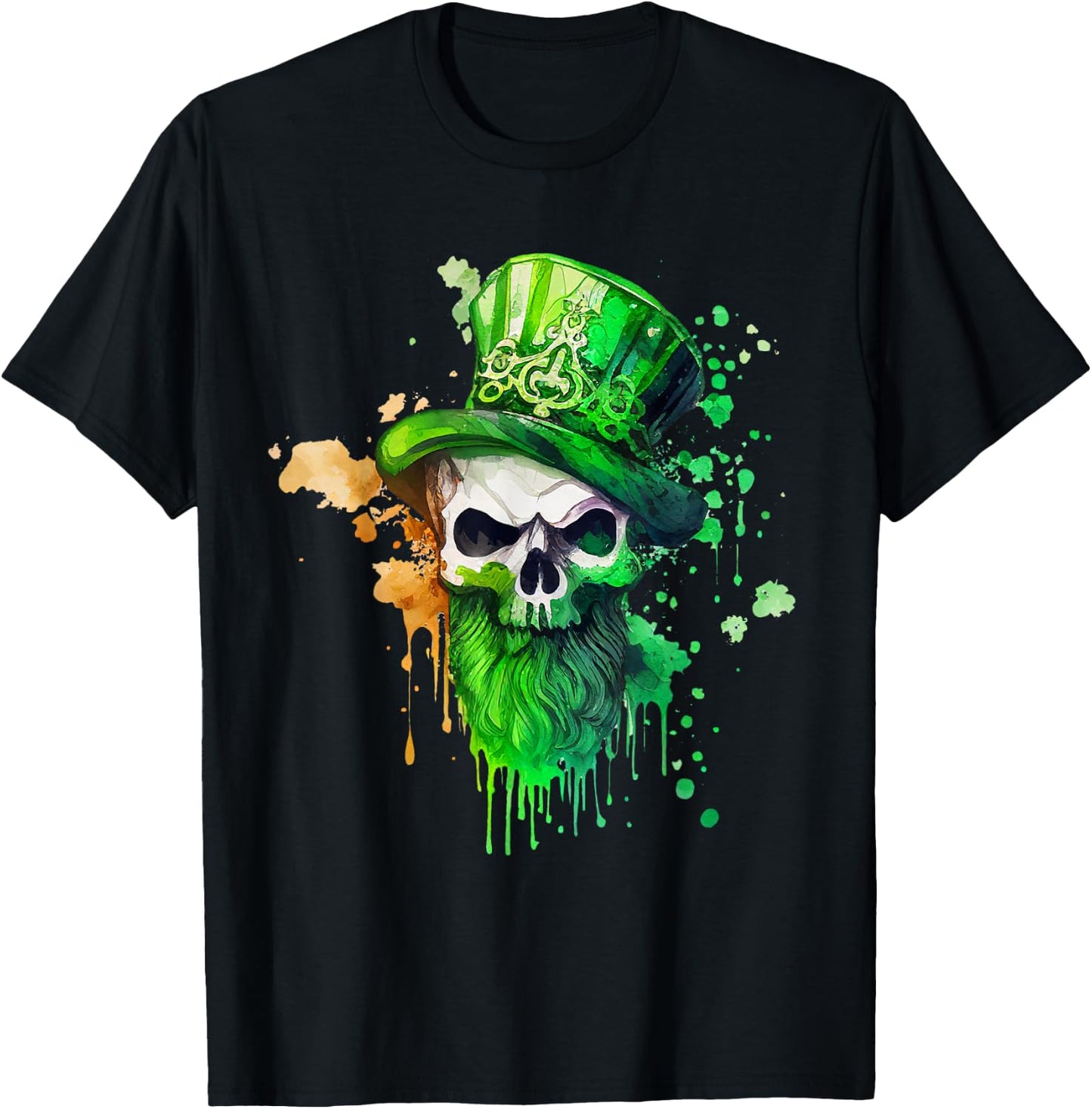 St Patricks Day Irish Skull Cloverleaf Leprechaun , black T-Shirt - T-Shirt | Black