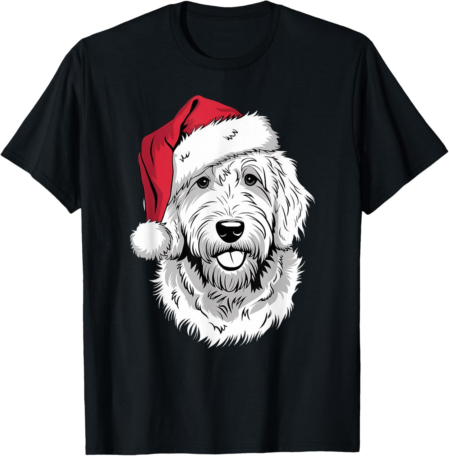 Joyful Doodle Santa Dog on Golden Doodle Christmas Women Kids T-Shirt - T-Shirt | Black