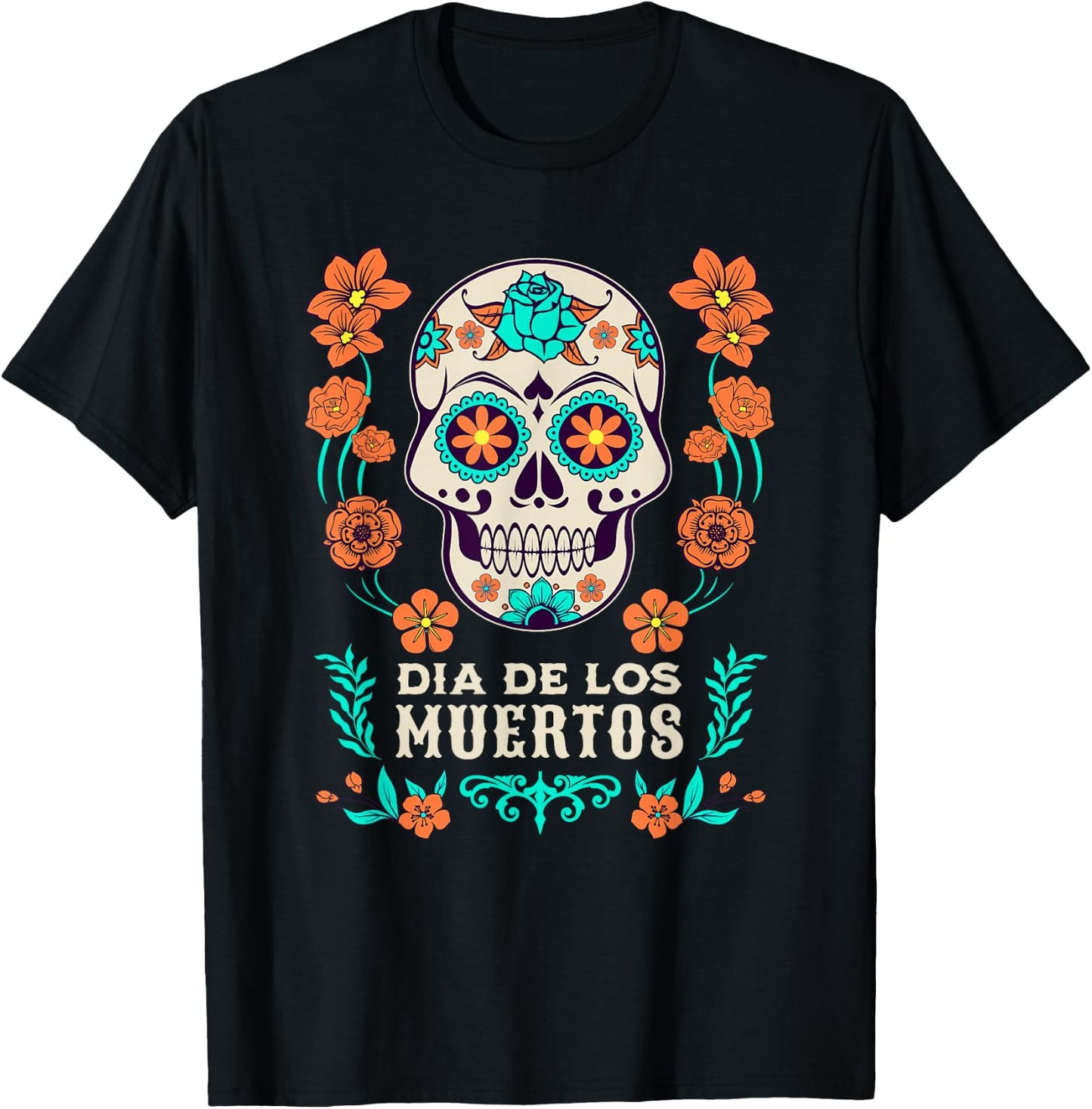 Dia De Los Muertos Mexiko Sugar Skull T-Shirt - T-Shirt | Black