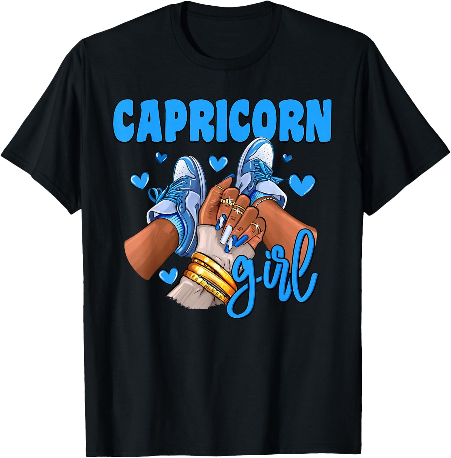 Capricorn Girl Sneakers Astrology Zodiac Sign Black Women T-Shirt - T-Shirt | Black