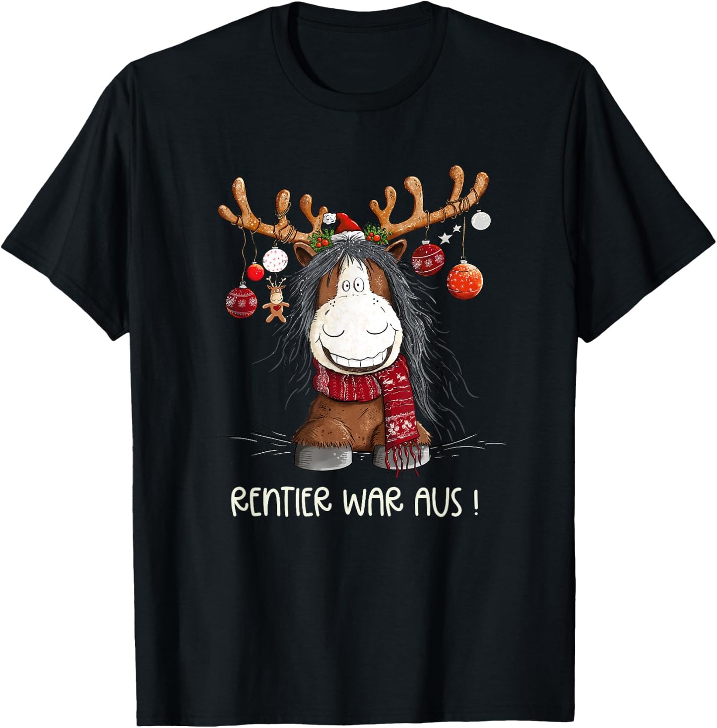 Christmas Horse Saying Reindeer War Aus Christmas Motif , black T-Shirt - T-Shirt | Black
