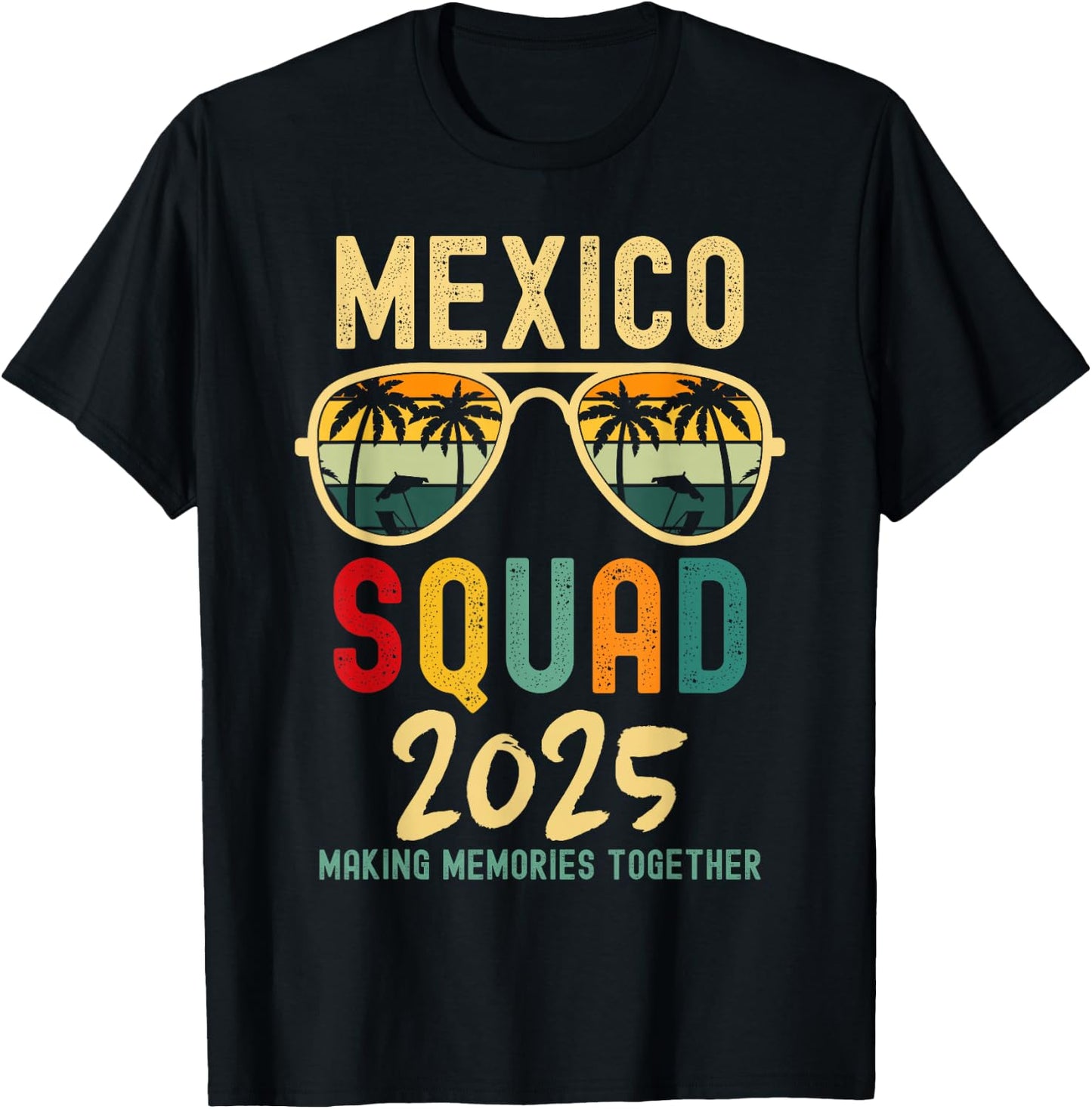 Mexico 2025 Squad Tropical Beach Family Vacation Matching T-Shirt - T-Shirt | Black