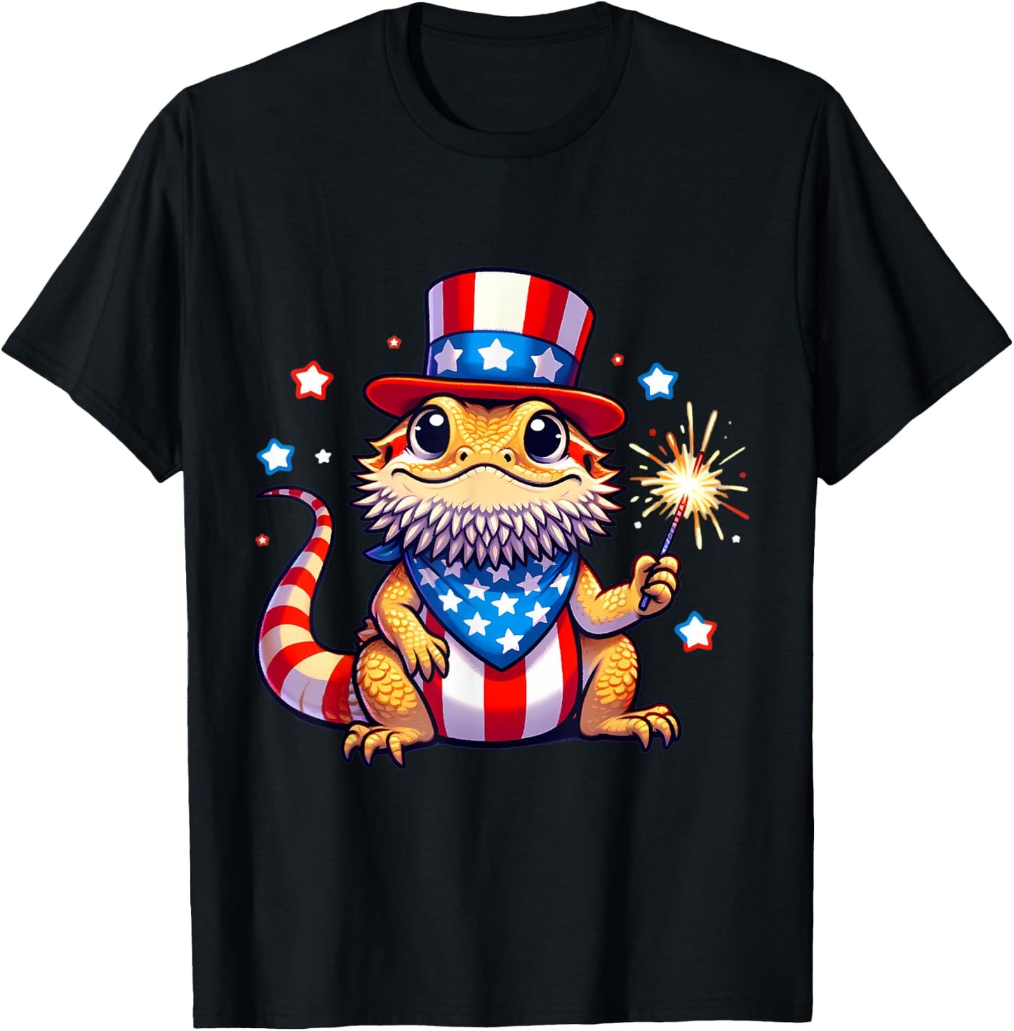 Bearded Dragon 4th of July Independence Day Men Women Kids T-Shirt - T-Shirt | Black