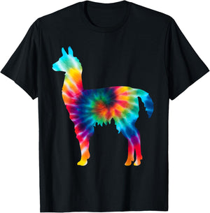 Funny Llama Tie Dye Psychedelic Hippie 60s 70s Graphic T-Shirt - T-Shirt | Black