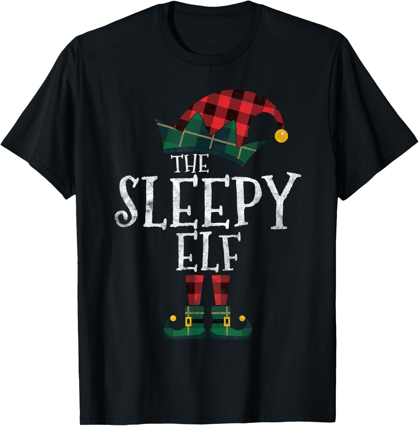 The Sleepy Elf Matching Family Group Gift Funny Christmas T-Shirt - T-Shirt | Black