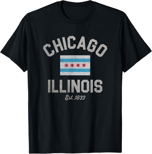 Vintage Chicago Illinois Est. 1833 Vintage T-Shirt - T-Shirt | Black