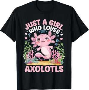 Just A Girl Who Loves Axolotls Cute Kawaii Axolotls T-Shirt - T-Shirt | Black